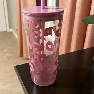 Glass Starbucks Tumbler - pink leopard